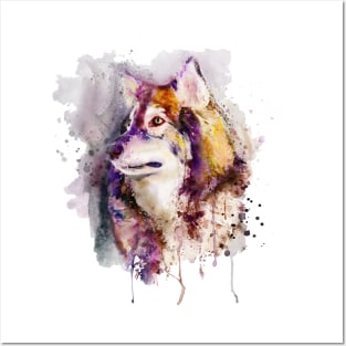 Watercolor Wolf Head Posters and Art